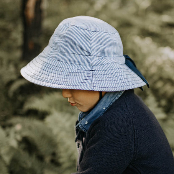 Linen Reversible Sun Hat - Charlie/Indigo Heritage Explorer