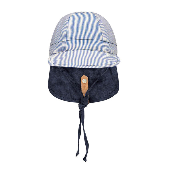 Linen Reversible Flap Hat - Charlie/Indigo Heritage Lounger