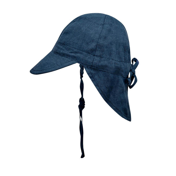 Linen Reversible Flap Hat - Charlie/Indigo Heritage Lounger