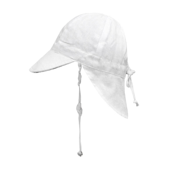 Linen Reversible Flap Hat - Finley/Blanc Heritage Lounger
